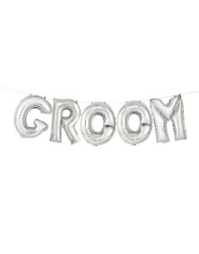 Μπαλόνι Γράμματα λέξη GROOM  Ασημί  (5 pcs) 35cm -groom