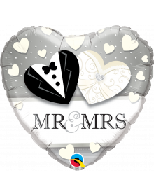Μπαλόνι Φοιλ 18" Καρδιά Mr & Mrs Wedding 015771B F B  1