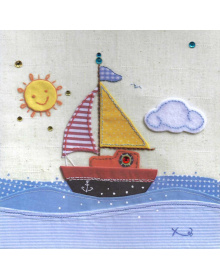 ΕΥΧΕΤΗΡΙΑ ΚΑΡΤΑ "Καράβι" ανάγλυφη σαν ύφασμα 027