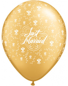 Μπαλόνια Λάτεξ 11 Just Married Flowers  Χρυσό 149856615582097-W-MG-JMF original