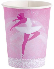Ποτήρια χάρτινα "Ballet"  (Μπαλέτο-Μπαλαρίνα) ροζ 266 ml 8 τεμ. 15104____013051541378________1_00