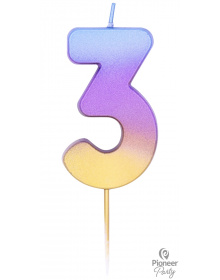 Κεράκι Νούμερο 3 Rainbow Ombre / 6.7 εκ 15836B