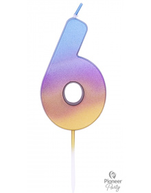 Κεράκι Νούμερο 6 Rainbow Ombre / 6.7 εκ 15840B