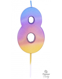 Κεράκι Νούμερο 8 Rainbow Ombre / 6.7 εκ 15848B