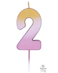 Κεράκι Νούμερο 2 Ροζ Χρυσό Ombre / 6.7 εκ 15852B