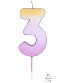 Κεράκι Νούμερο 3 Ροζ Χρυσό Ombre / 6.7 εκ 15853B