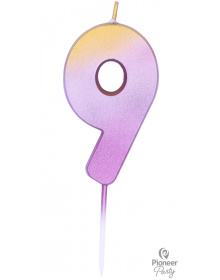 Κεράκι Νούμερο 9 Ροζ Χρυσό Ombre / 6.7 εκ 15896B