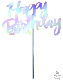 Topper Τούρτας Happy Birthday Iridescent / 14.5 x 9.2 εκ 15989B