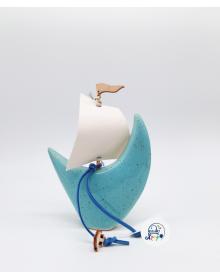 Κεραμικό Γαλάζιο Καράβι Με Πανί  / Υ 13x10εκ  16-0440