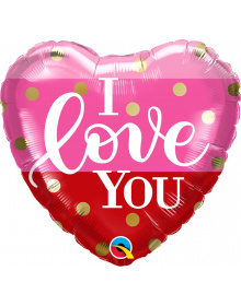 Μπαλόνι Φοιλ Καρδιά 18     I Love You Gold Dots / 46εκ 16698 16727B