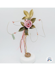 Κεραμικό ροζ τριαντάφυλλο με πράσινο κλαδί ελιάς  /20x7εκ  20231029_130301____020095-2_s