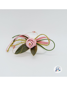 Κεραμικό ροζ τριαντάφυλλο με πράσινα φύλλα  /6x4εκ  20231029_130535___20002-4_s