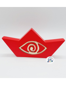 Ξύλινο κόκκινο καράβι με μάτι καθρέφτη  7x15εκ 20231123_101116_s