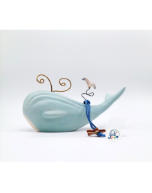 Κεραμικό Γαλάζια Φάλαινα  Με Γλάρο/ Υ 16x12εκ  27-0262