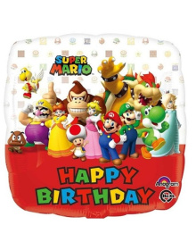 Μπαλόνι φοιλ 17" Τετράγωνο Happy Birthday Super Mario Bros / 46 εκ a3200901_242352857