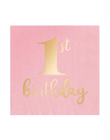 Χαρτοπετσέτες φαγητού 33εκ 1st Birthday κορίτσι /10 τεμ xartopetsetes-1